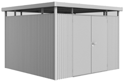 Biohort metalen berging Highline H6 - 315 x 315 cm - Hoogte: 222 cm - Dubbele deur - zilver metallic