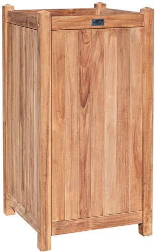 Houten bloembak Java - teak - klein: afm. 35 x 35 x 70 cm, op=op