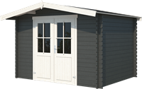 Blokhut Baltimore, 291,9 x 230 cm, met dubbele deur, zadeldak, houtdikte 28 mm, vuren - carbon grey