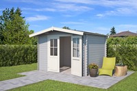Blokhut Baltimore, 291,9 x 230 cm, met dubbele deur, zadeldak, houtdikte 28 mm, vuren - platinum grey-2