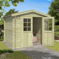 Blokhut Ingo, 230 x 230 cm, met dubbele deur, zadeldak, houtdikte 28 mm, vuren - carbon grey-3