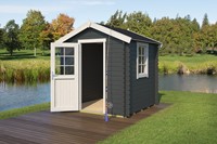 Blokhut Wels 1, 200 x 200 cm, zadeldak, houtdikte 28 mm, vuren - carbon grey-2