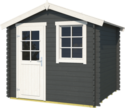 Blokhut Wels 2, 230 x 230 cm, zadeldak, houtdikte 28 mm, vuren - carbon grey