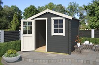 Blokhut Wels 2, 230 x 230 cm, zadeldak, houtdikte 28 mm, vuren - carbon grey-2