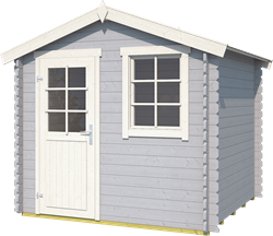 Blokhut Wels 2, 230 x 230 cm, zadeldak, houtdikte 28 mm, vuren - platinum grey