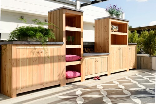 Hillhout tuinkast/buitenkeuken, afm.   62 x 56 cm, hoogte 90 cm, douglas , op=op-2