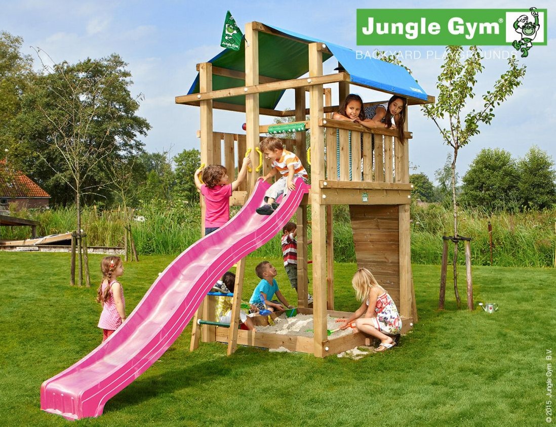 Jungle speeltoren Jungle montagekit inclusief glijbaan en houtpakket, niet op maat bij