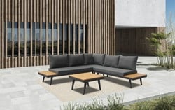 Loungeset Costa, aluminium hoekloungebank met zijtafels en loungetafel, showmodel