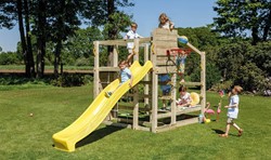 Blue Rabbit 2.0 - speeltoren Crossfit, incl. houtpakket en glijbaan  - geïmpregneerd 150 cm platformhoogte