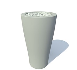 Vondom kunststof bloempot Curvada. diam. 45 cm, hoogte 85 cm, steel grey, showmodel