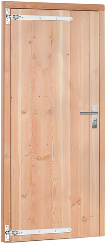 Douglas enkele deur incl. kozijn, afm. 90 x 201 cm. - rechtsdraaiend - onbehandeld (blank) douglas