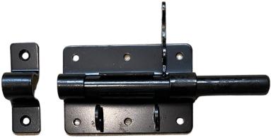 Deurgrendel - rond - lengte 100 mm - zwart gepoedercoat-2