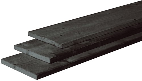 douglas plank, fijn bezaagd, afm.  2,2 x 20,0 cm, lengte 300 cm, zwart 