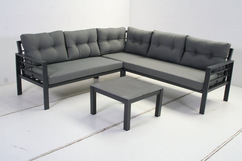 Loungeset Elba, hoekbank 211 x 211 cm met tafel, aluminium