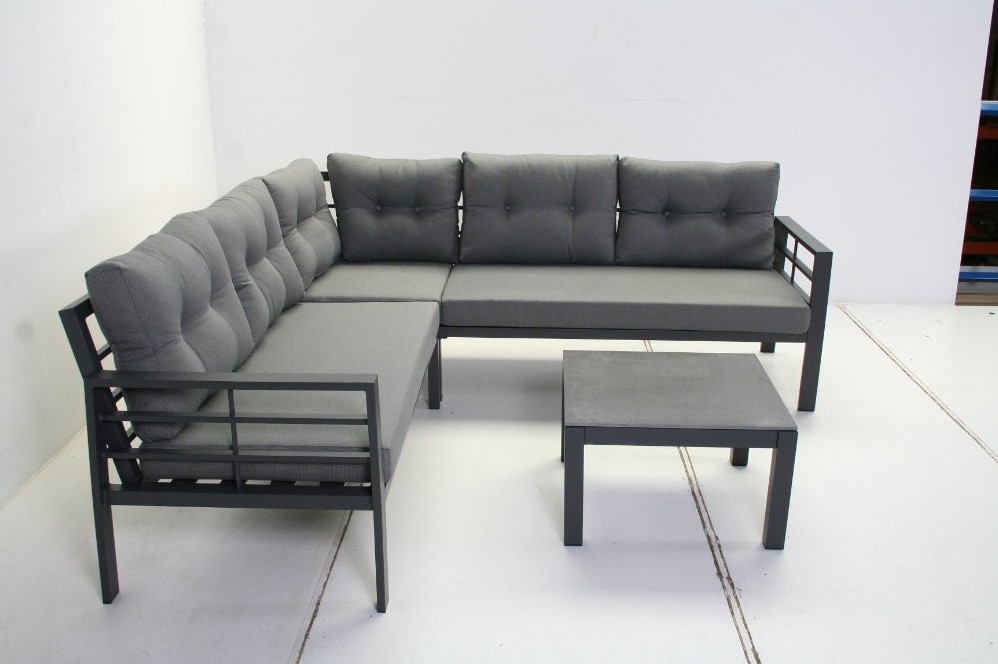 Loungeset Elba, hoekbank 211 x 211 cm met tafel, aluminium2