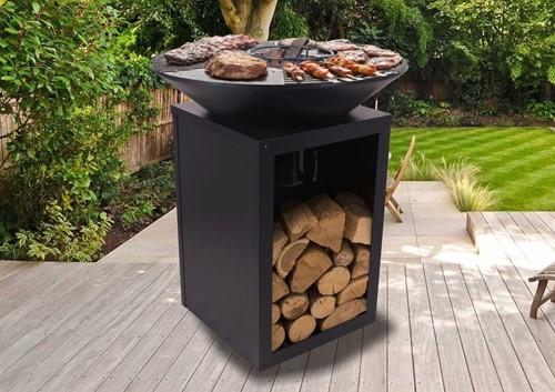 Barbecue/vuurschaal Evi, 2 in 1,  diam. 80 x hoogte 92 cm, zwart metaal-3