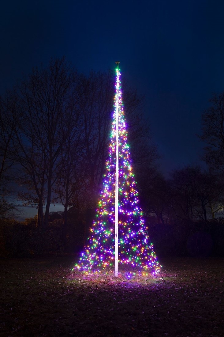 stil verbannen goochelaar Fairybell vlaggenmast kerstboom, 8 meter, 1500 LEDs, multi colour bij  Buitengoed