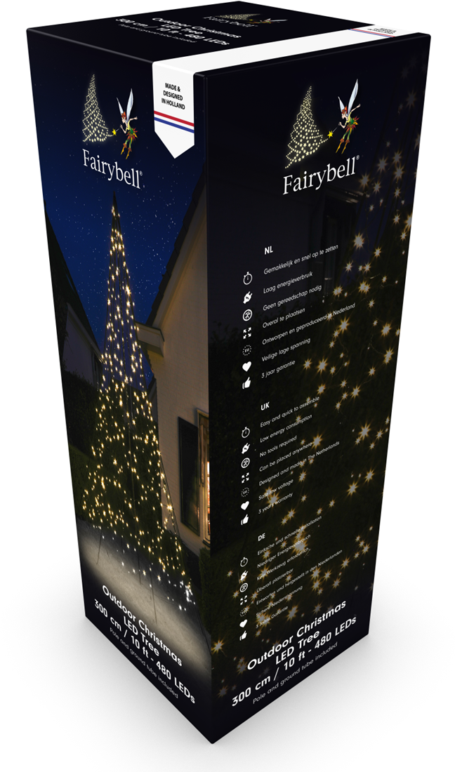 Ecologie Mededogen Rentmeester Fairybell kerstboom, 3 meter, 480 LEDs, warm white met twinkle bij  Buitengoed