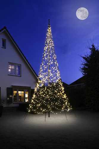 Fairybell vlaggenmast kerstboom, 6 meter, 1200 LEDs, warm white