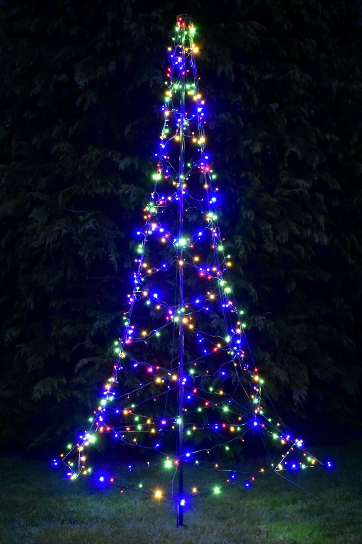 Distri-Cover smart kerstboom - 4 meter – 640 Dual verlichting: warm wit & multicolour (incl. met grondpin) Buitengoed