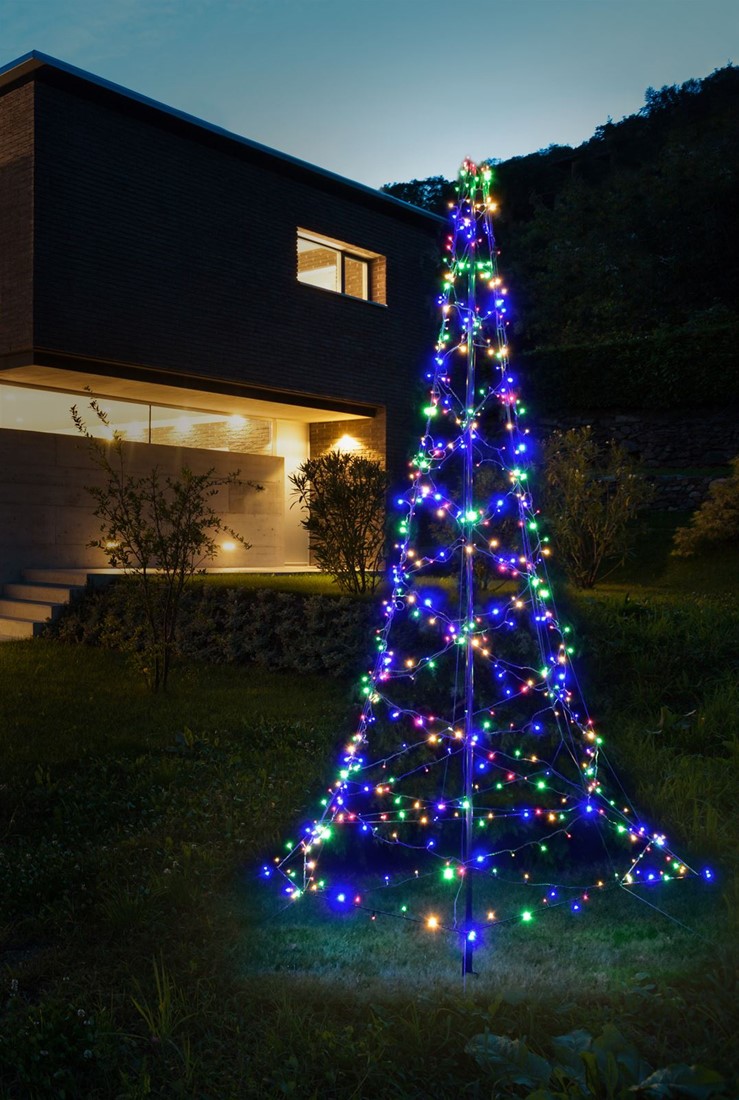 Roux natuurpark krijgen Distri-Cover smart kerstboom - 3 meter – 480 Dual LED verlichting: warm wit  & multicolour (incl. deelbare mast met grondpin) bij Buitengoed