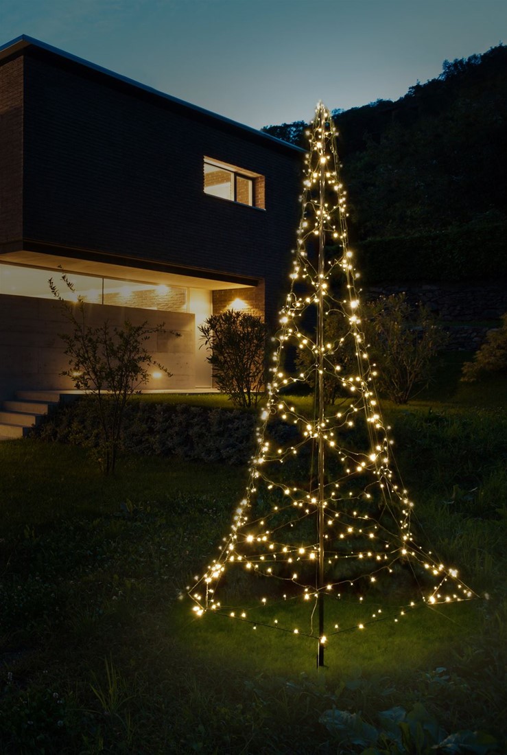 Distri-Cover smart kerstboom - 4 meter – 640 Dual verlichting: warm wit & multicolour (incl. met grondpin) Buitengoed