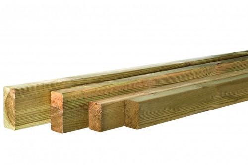 Geïmpregneerd geschaafde balk - afm. 4,6 x 9,6 cm - 390 cm, op=op
