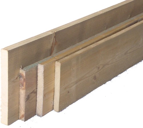 Geïmpregneerd geschaafde plank - afm. 2,0 x 20,0 cm - zonder vellingkant - 180 cm, op=op