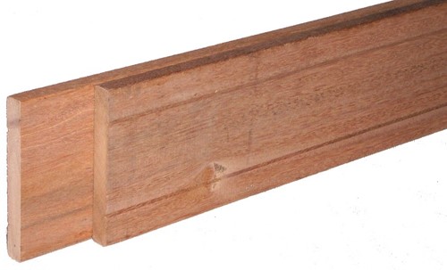 hardhouten plank bangkirai, geschaafd, afm.  2,5 x 12,0 cm, berekeningsmaat* lengte 370 cm 