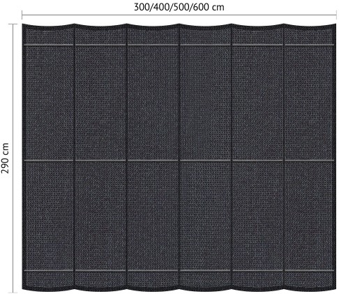 Shadow harmonicadoek, waterdoorlatend, rechthoek, afmeting 2,9 x 4 m  - carbon black