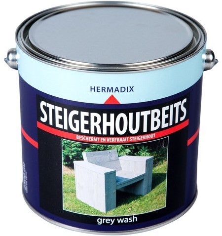 Hermadix steigerhoutbeits, transparant, grey wash, blik 2,5 liter