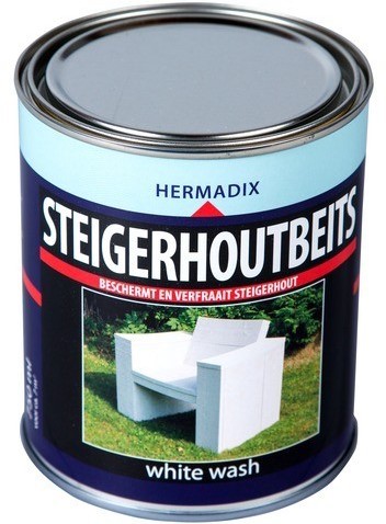 Hermadix steigerhoutbeits, transparant, white wash, blik 0,75 liter