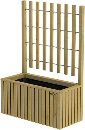 Hillhout Elan bloembak met trellis Excellent, afm. 89 x 42 x 42 cm, groen geïmpregneerd vuren