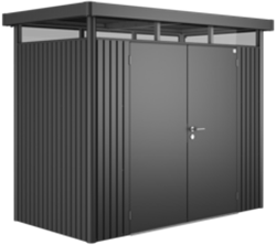 Biohort metalen berging Highline H1 - 275 x 155 cm - dubbele deur - donkergrijs metallic