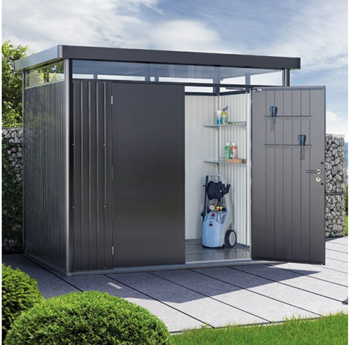 Biohort metalen berging Highline H1 - 275 x 155 cm - dubbele deur - donkergrijs metallic-2