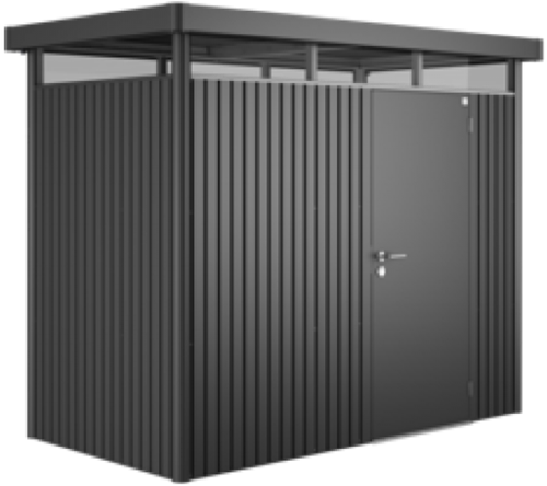 Biohort metalen berging Highline H1 - 275 x 155 cm - enkele deur - donkergrijs metallic