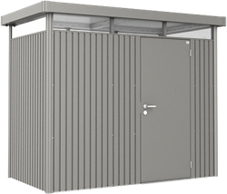 Biohort metalen berging Highline H1 - 275 x 155 cm - enkele deur - kwartgrijs metallic