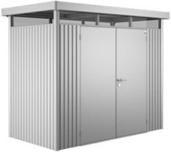 Biohort metalen berging Highline H1 - 275 x 155 cm - dubbele deur - zilver metallic