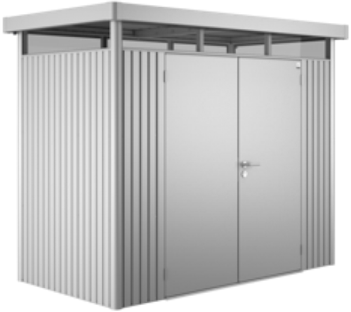 Biohort metalen berging Highline H1 - 275 x 155 cm - dubbele deur - zilver metallic