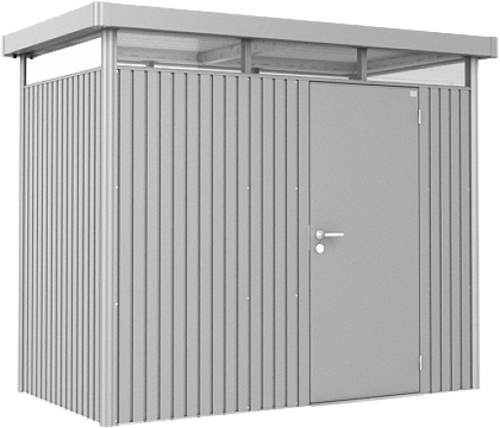 Biohort metalen berging Highline H1 - 275 x 155 cm - enkele deur - zilver metallic