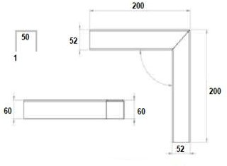 Hoek overzetprofiel cortenstaal kantopsluiting - 6  x 5 x 20 cm