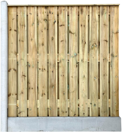 Hout beton schutting 24-planks om-en-om | 200 cm hoog | wit/grijs met diamantkop | 10x10 | per 1,9 m