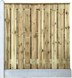 hout-betonschutting standaard paalsysteem | 200 cm hoog | per 1,9 m - 22-planks om-en-om - wit met diamantkop (glad - ongecoat)