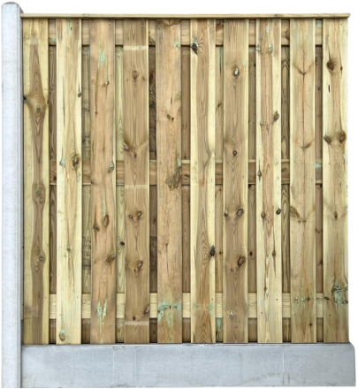 Hout beton schutting 22-planks om-en-om | 200 cm hoog |  wit/grijs met diamantkop | 10x10 | per 1,9 m