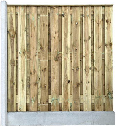 Hout beton schutting 22-planks om-en-om | 225 cm hoog | wit/grijs met diamantkop | 10x10 | per 1,9 m