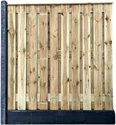 hout-betonschutting standaard paalsysteem | 200 cm hoog | per 1,9 m - 22-planks om-en-om - antraciet met diamantkop (glad - ongecoat)