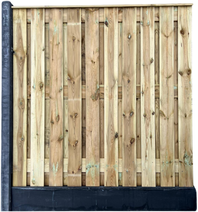 Hout beton schutting 22-planks om-en-om | 200 cm hoog | antraciet met diamantkop | 10x10 | per 1,9 m