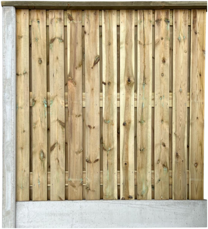 Hout beton schutting 24-planks om-en-om | 210 cm hoog | rots | wit/grijs | 12x12 | per 1,9 m