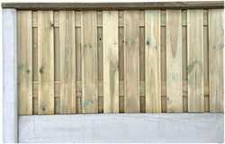 hout-betonschutting sleufpaal systeem | 110 cm hoog | per 1,9 m (plm.) - 24-planks om-en-om - wit 12x12 (glad)