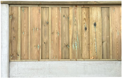Hout beton schutting 12x12-systeem, plm. 110 cm hoog - per 1,9 m (plm.) - geïmpregneerd dichtscherm - wit/grijs 12x12 (glad)
